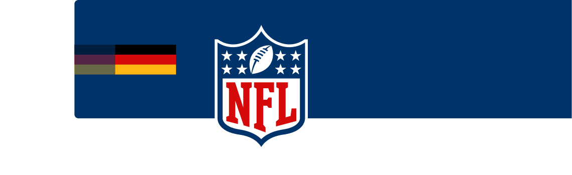 Branding der NFL Germany mit Logo und deutschen Farbakzenten für die lokale Fanbase