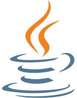 Logo von Java, ein stilisiertes Symbol einer dampfenden Kaffeetasse.