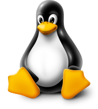 Logo von Linux, der Tux-Pinguin, steht für das Linux-Betriebssystem.