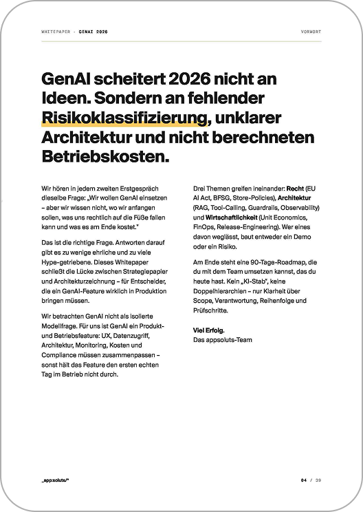 Screenshot aus dem Whitepaper zu Risikoklassifizierung und Governance für GenAI
