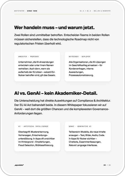 Screenshot aus dem Whitepaper zu Rollen und Verantwortlichkeiten bei GenAI