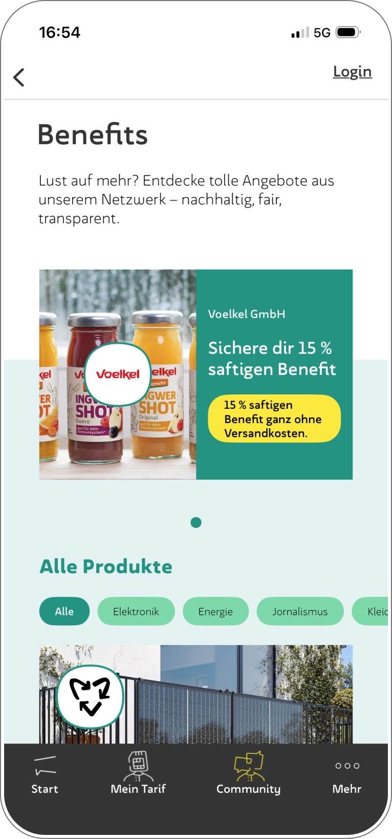 Benefits-Seite mit Partnerangeboten und Rabattaktionen